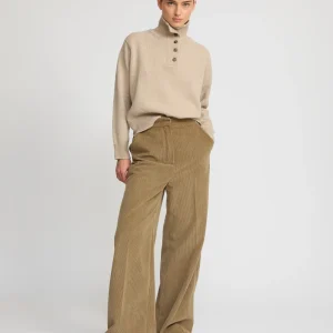 Corduroy velvet wide leg trousers