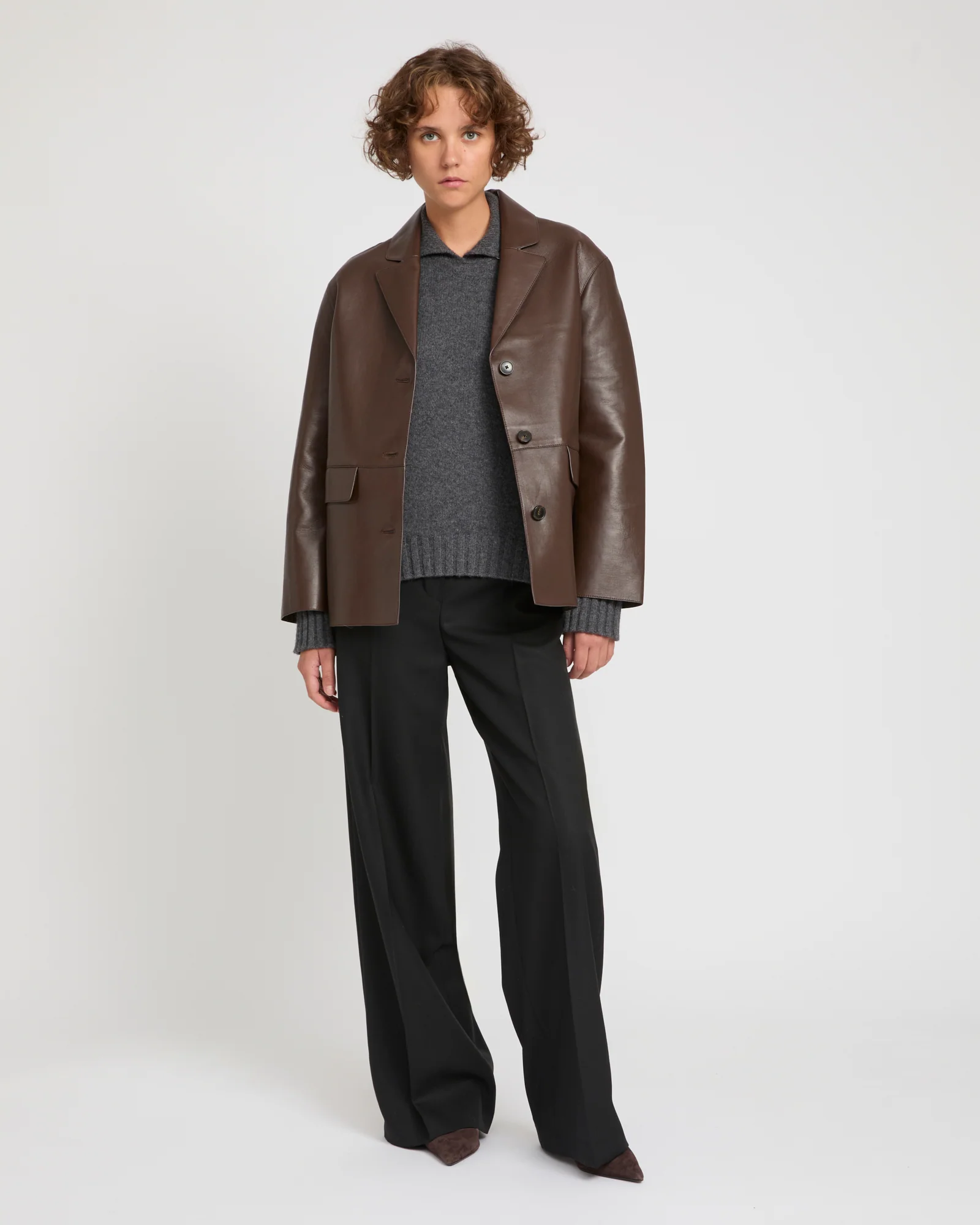 Woollen bonded leather jacket – Image 2