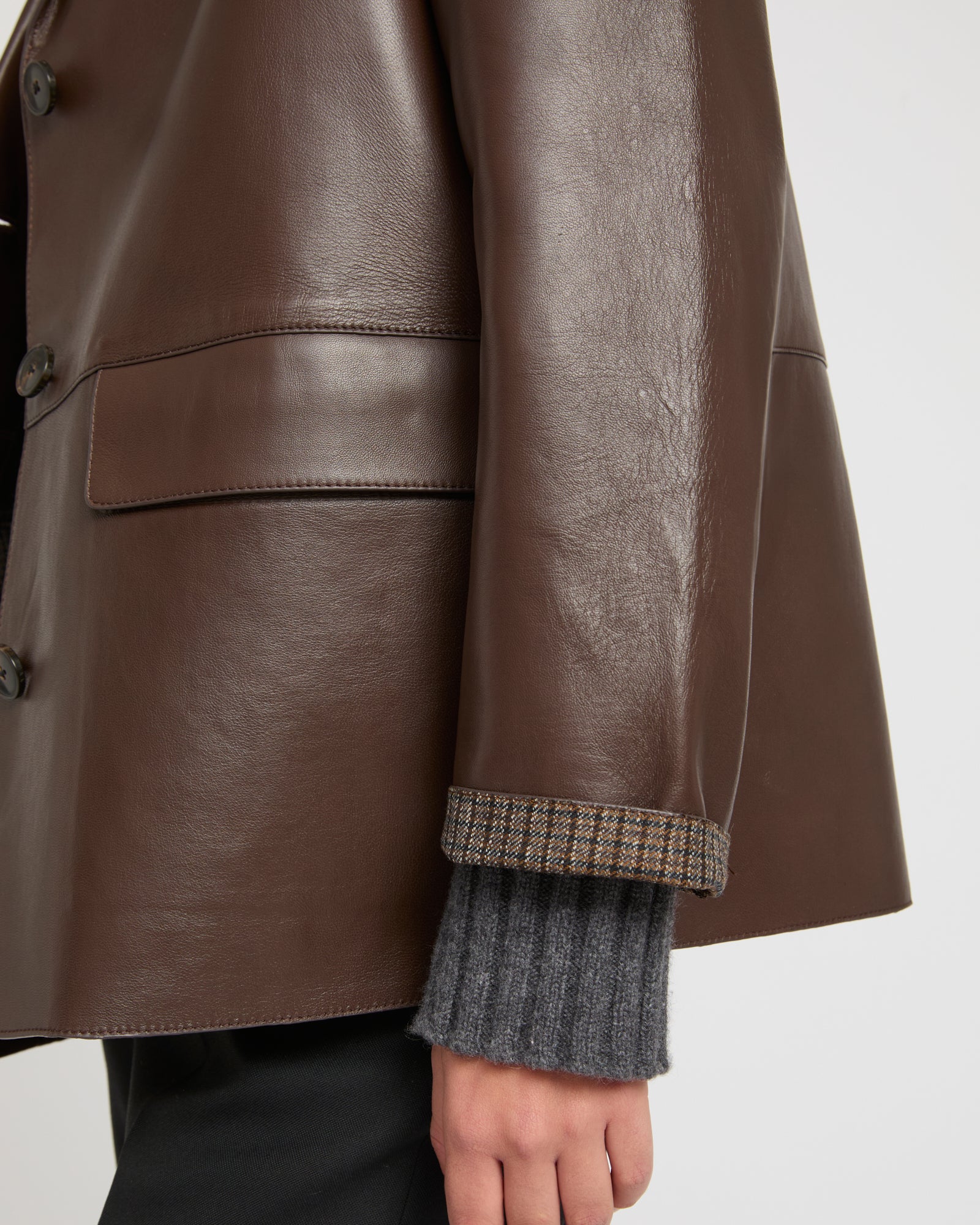 Woollen bonded leather jacket – Image 3