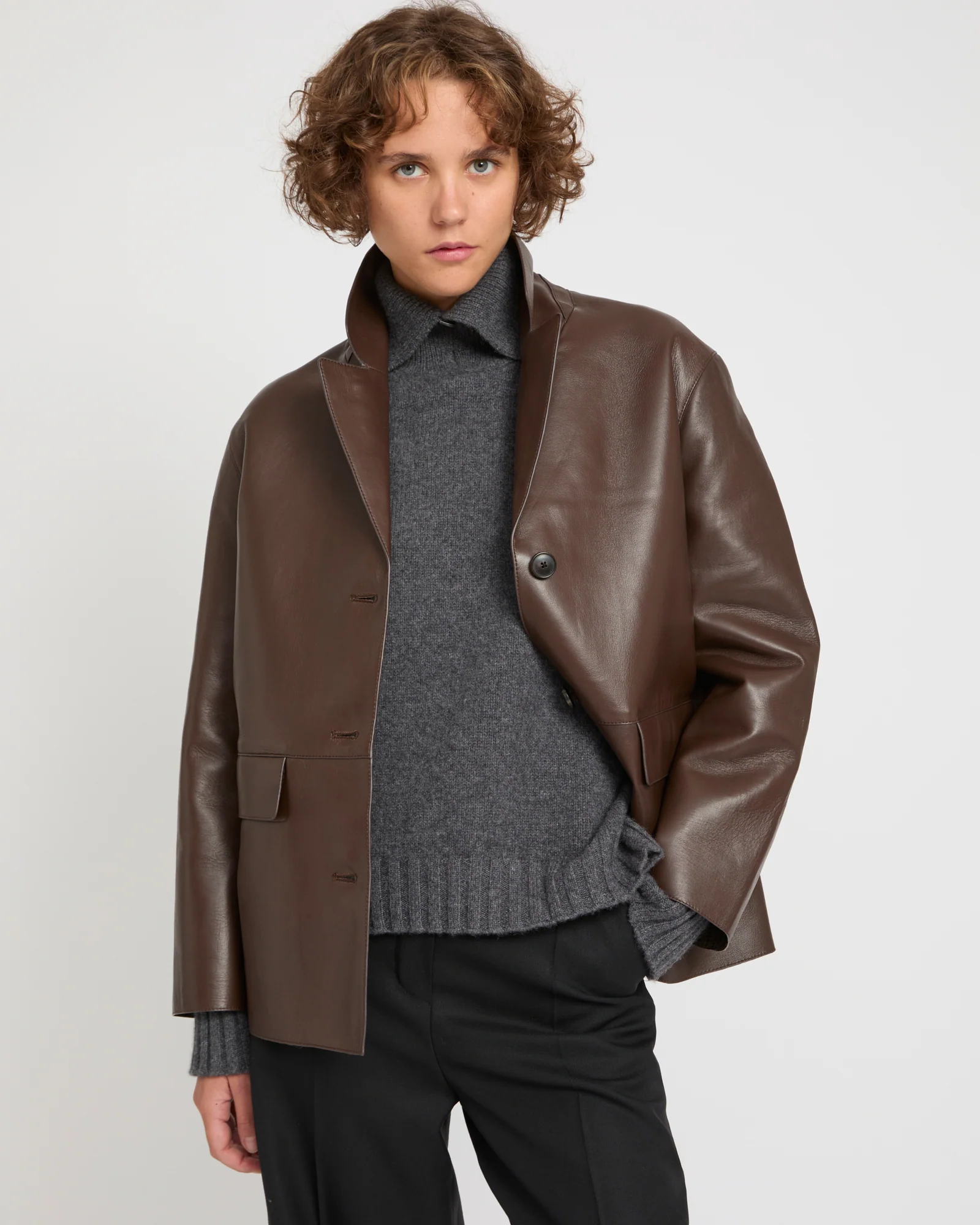 Woollen bonded leather jacket – Image 4