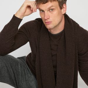 100% cashmere thick knit marl scarf