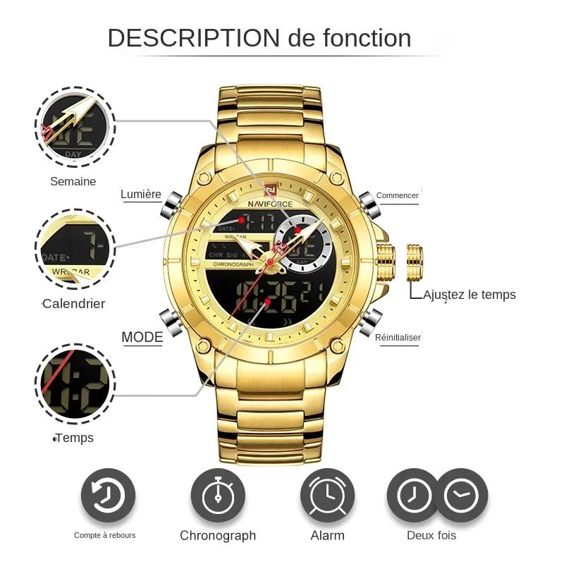 Montre-bracelet de sport pour hommes, haut de gamme, Original – Image 4