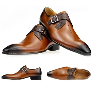 Chaussures de créateur en cuir verni pour hommes