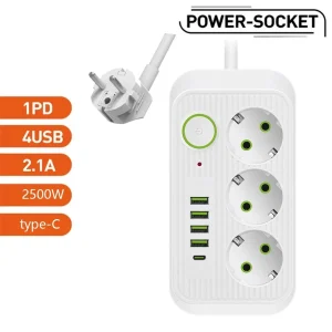 Multiprise EU Plug Power Strip, câble d’extension de 2m