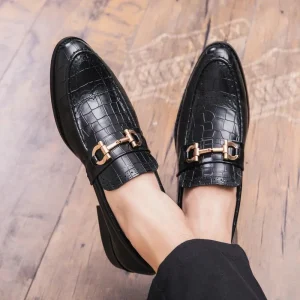 Chaussures en cuir véritable à bout pointu pour hommes