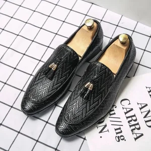 Mocassins à carreaux en cuir pour hommes