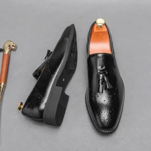 Chaussures classiques en cuir à enfiler pour hommes