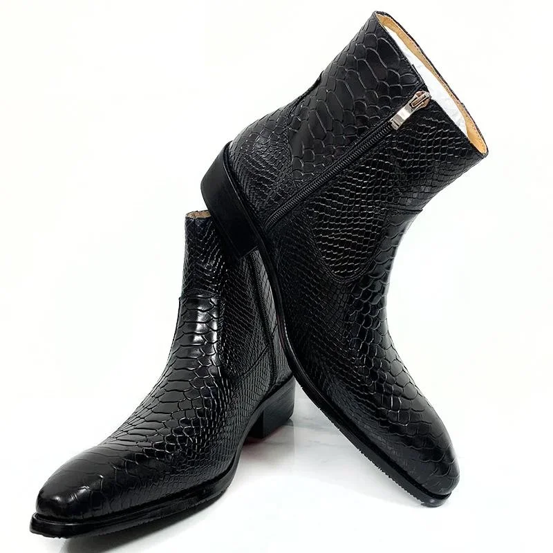 Bottes de luxe mi-mollet en cuir pour hommes – Image 4