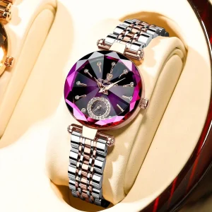 Montre-Bracelet de Luxe en Acier Inoxydable pour Femme