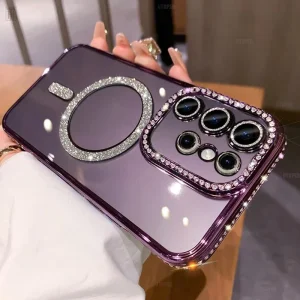 Étui transparent à paillettes diamant plaqué de luxe pour Samsung