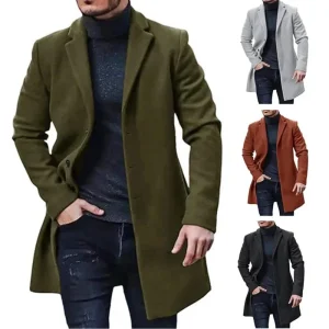 Veste en laine à revers à boutonnage simple pour hommes