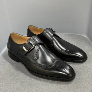 Oxford-chaussures provoqué en cuir véritable pour hommes, chaussures de bureau