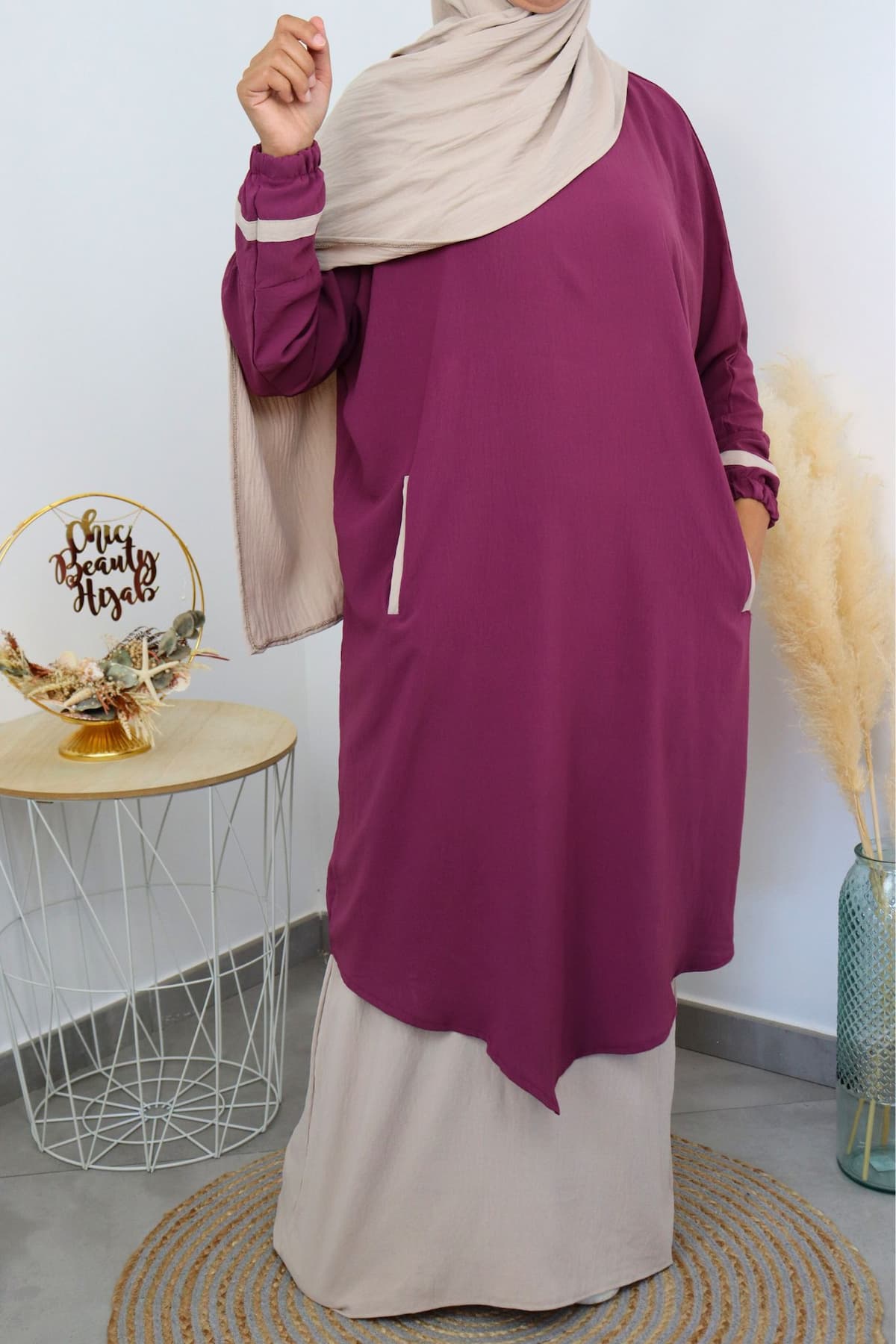 Abaya 3 pièces Myriam rose – Image 4