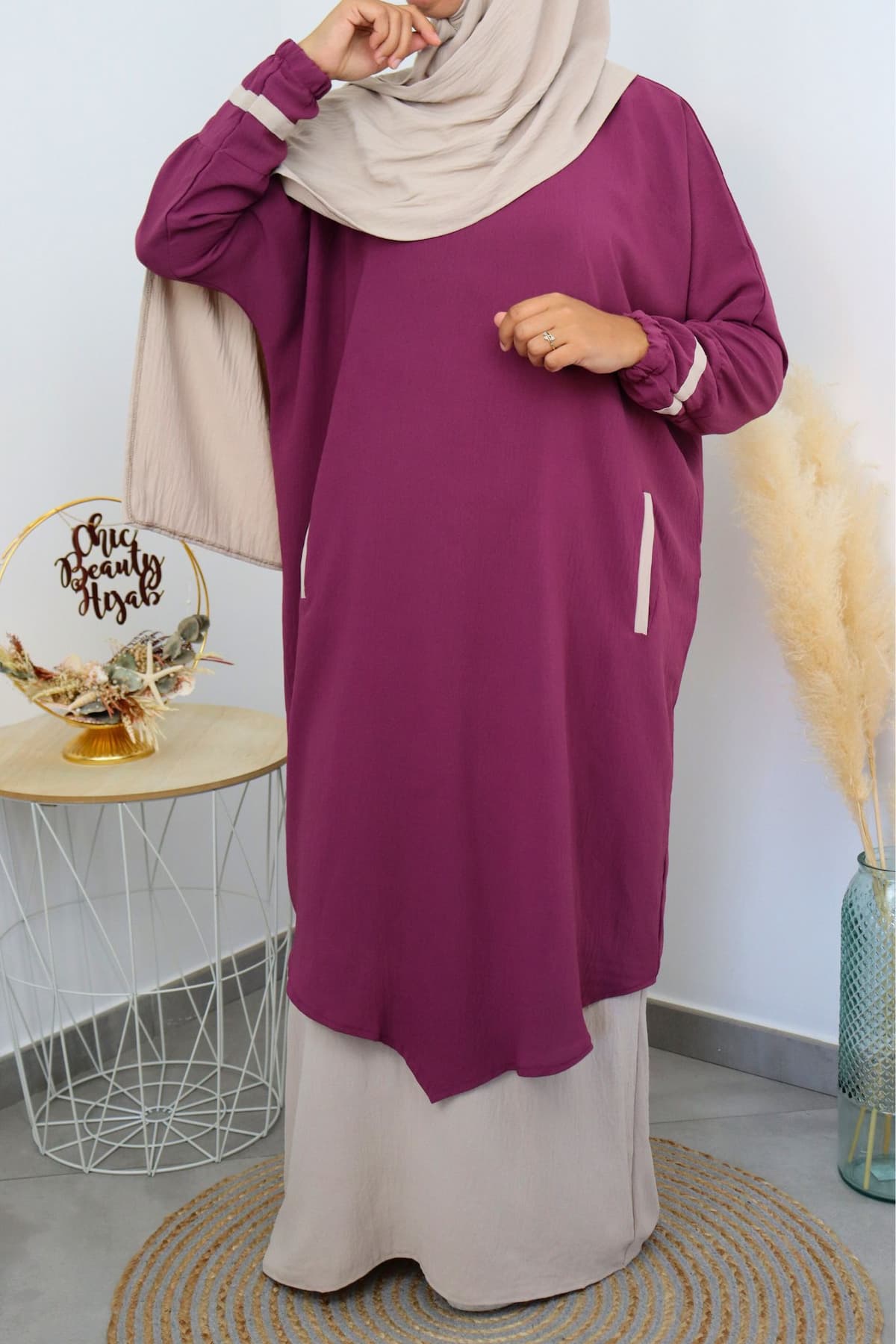 Abaya 3 pièces Myriam rose – Image 6
