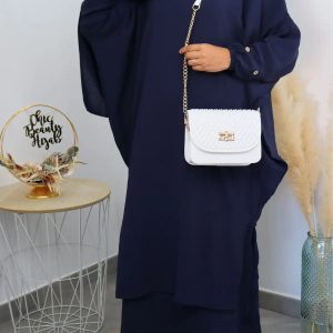 Abaya 3 pièces Rania bleue