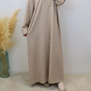 Abaya en Velours Lina Beige