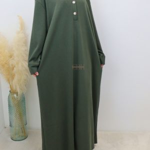 Abaya en velours Lina kaki