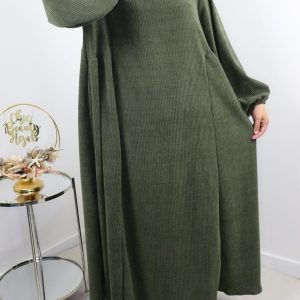 Abaya velours manches bouffantes Alya