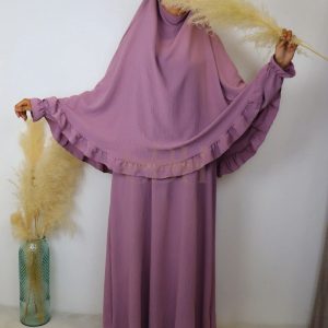 Ensemble Abaya Khimar Jazz rose
