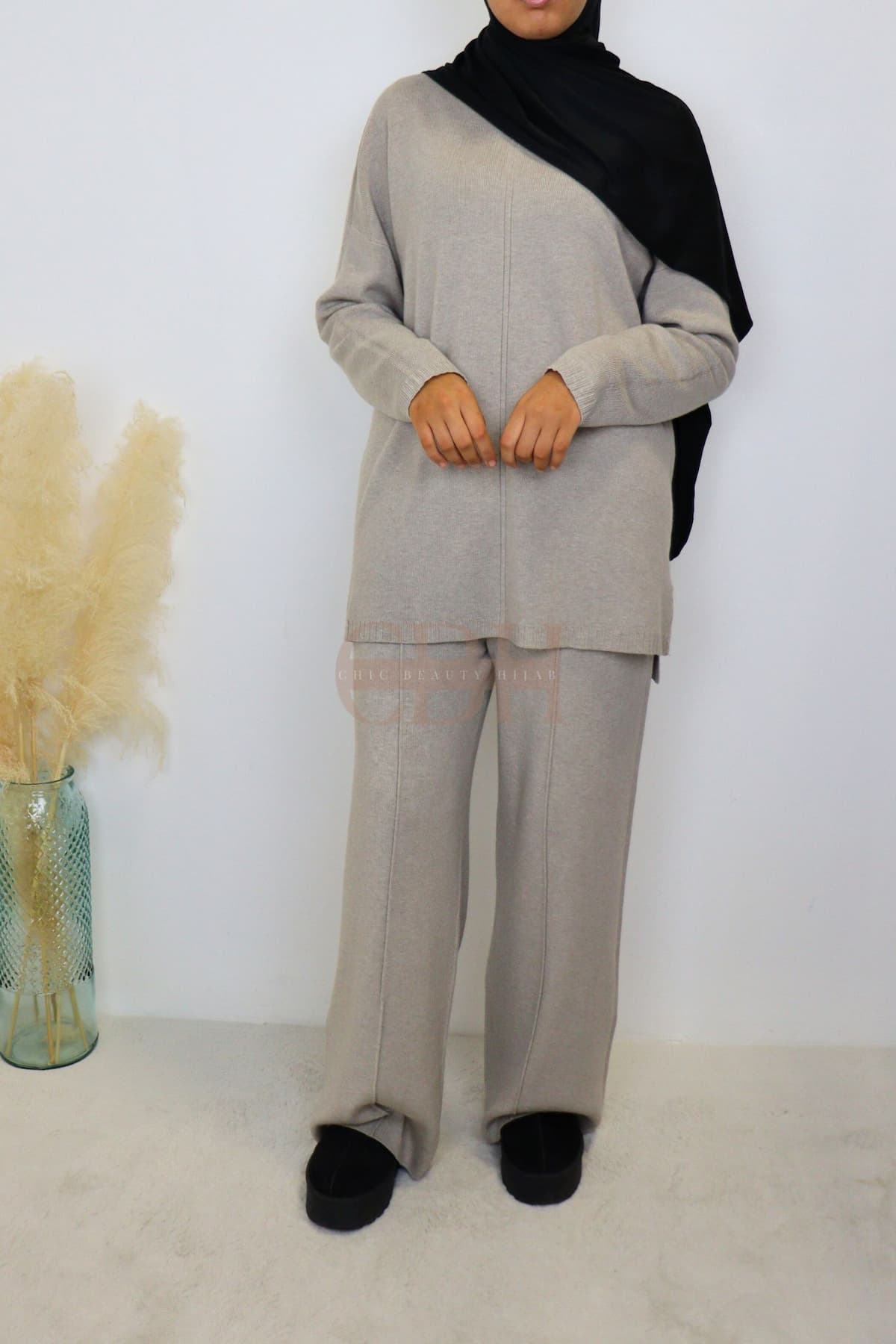 Ensemble femme maille Taupe – Image 6