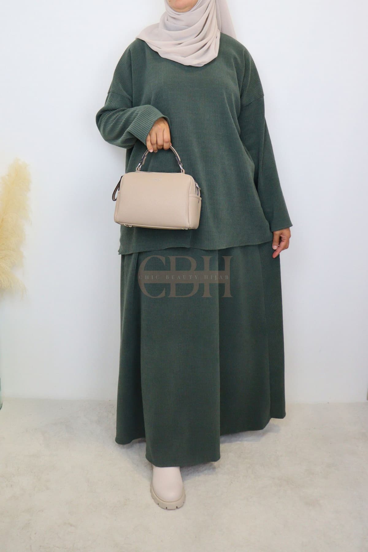 Ensemble jupe velours côtelé Kaki – Image 5