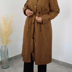 Parka longue doublée marron
