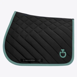Tapis de selle de saut Diamond and Lines Cavalleria Toscana – Noir galon et logo Mint Green