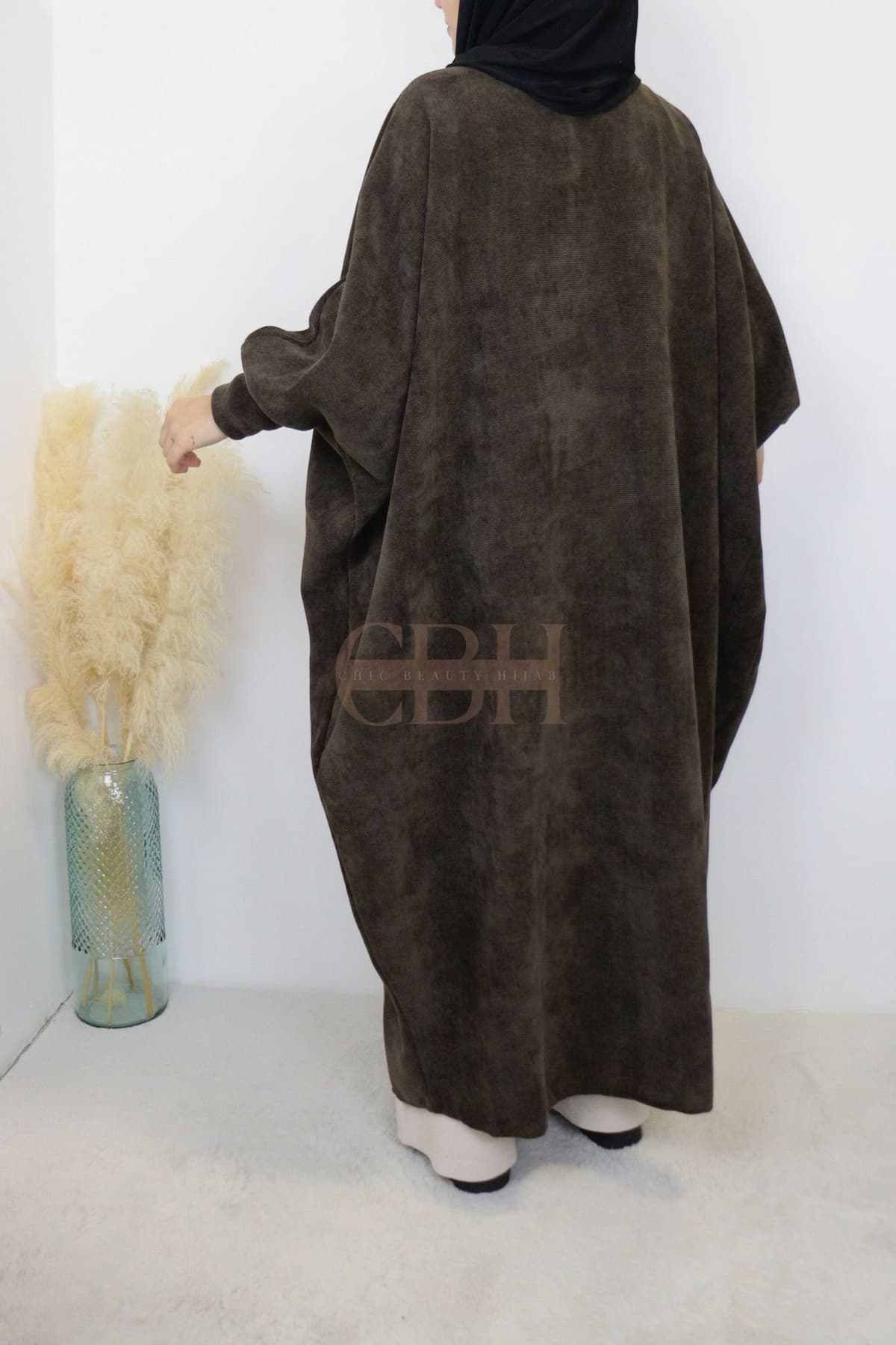 Cardigan papillon en velours Marron – Image 3