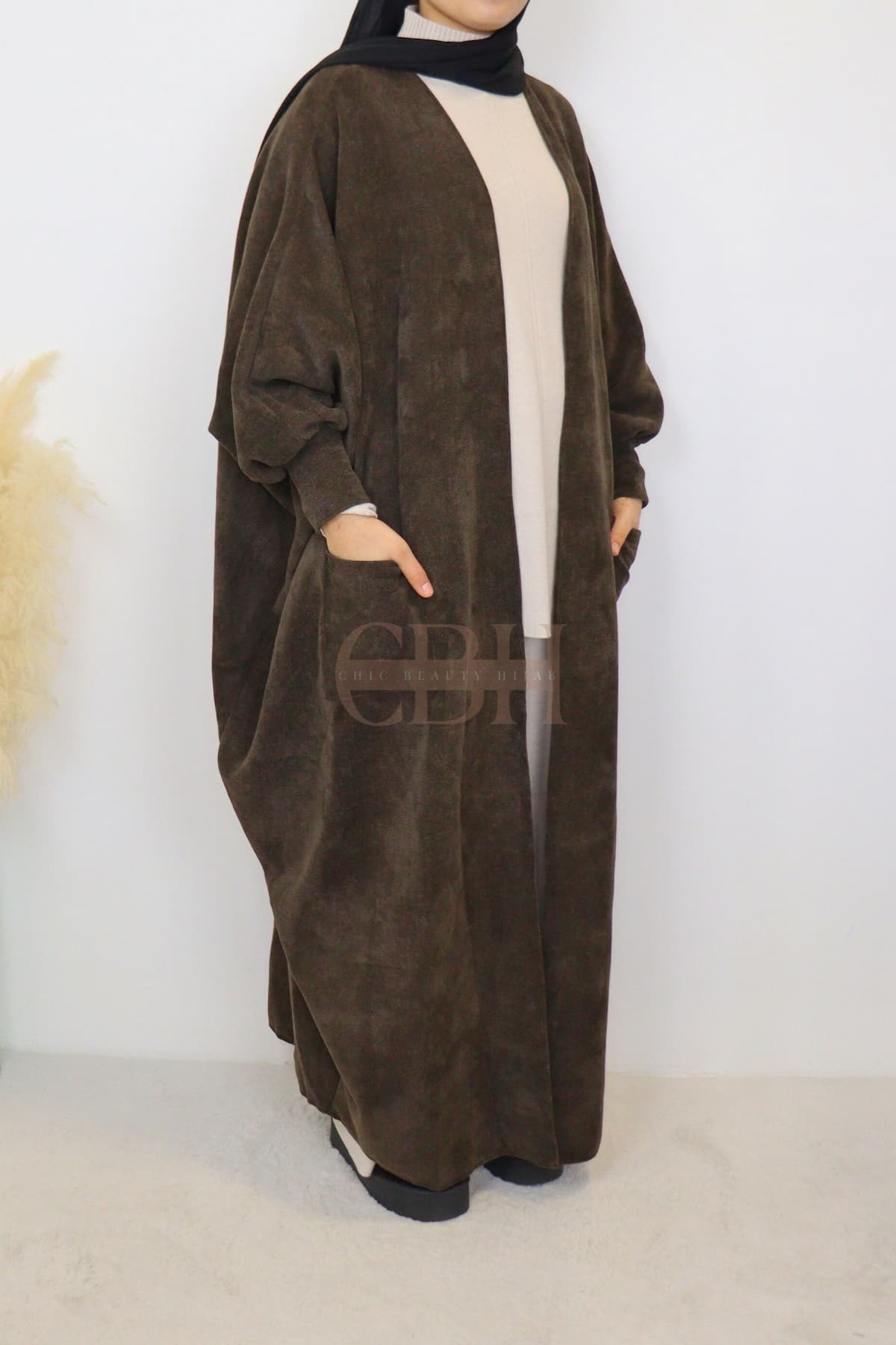 Cardigan papillon en velours Marron – Image 4