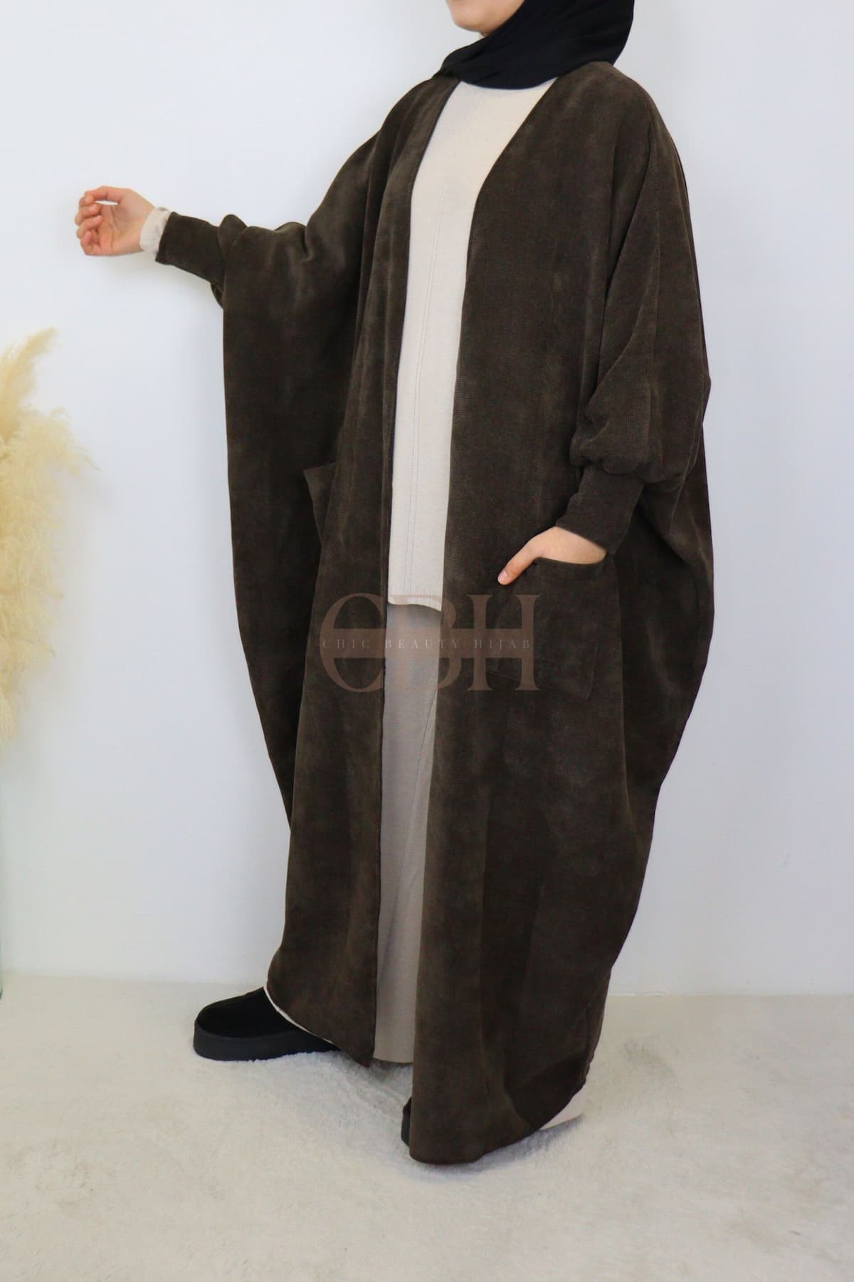 Cardigan papillon en velours Marron